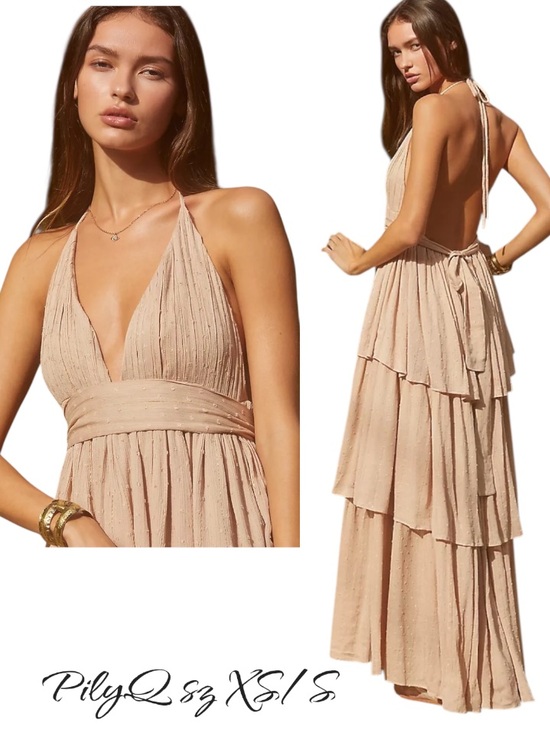 Pilyq Dresses & Skirts - PQ Swim PilyQ Halter Tiered Maxi Beach Cover Up Dress sz XS S